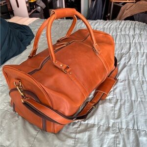 Stylish Brown Leather Duffel Bag